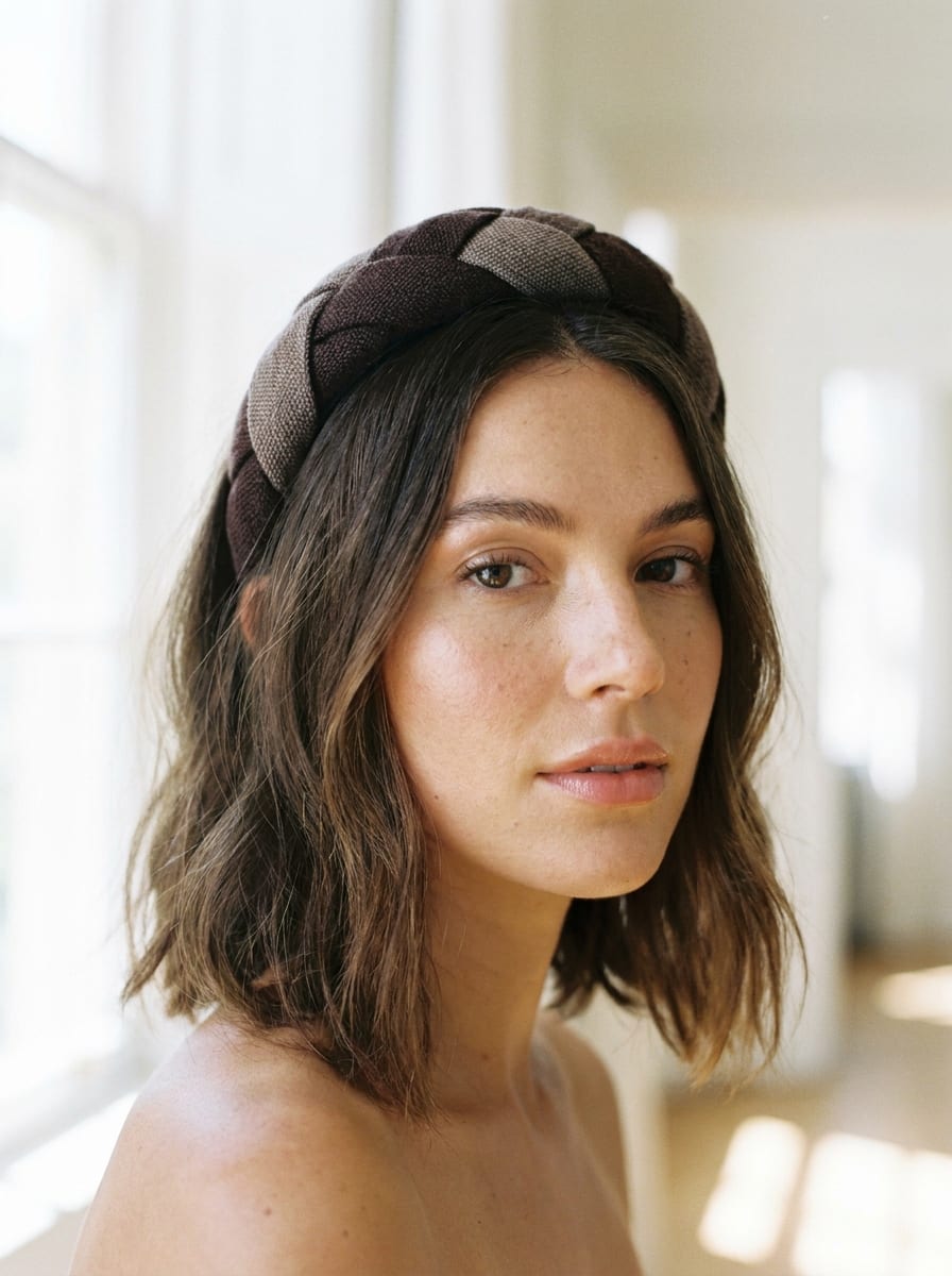 Mittellange Haare mit gepolstertem Haarreif - Haarreif Frisur